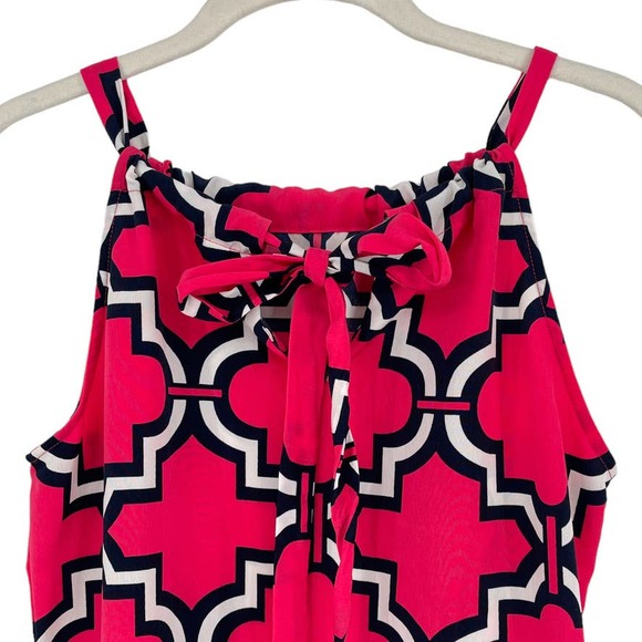 Crown & Ivy High Neck Halter Shift Mini Dress Geo Pink Navy - Size Small EUC - Picture 8 of 11